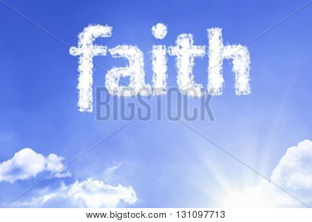 Faith cloud word with a blue sky