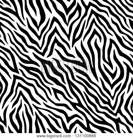 Vector seamless pattern with zebra striped. Blak and white animal skin. Monochrome image. Background with Africa stile.