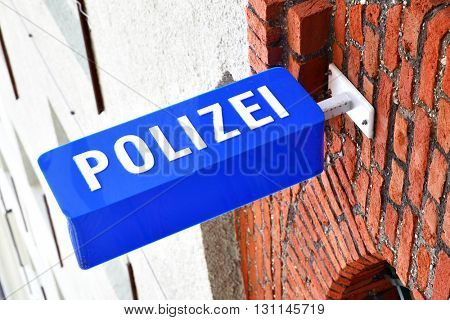 Police stantion sign in Munich, Germany