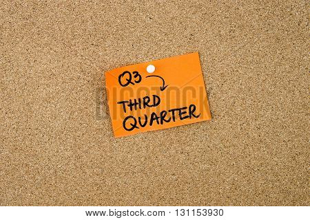 Q3 Third Quarter Written On Orange Paper Note