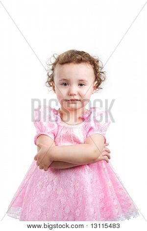 Litlle kid. Girato in studio.  Isolato con tracciato di ritaglio.
