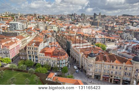 PORTO, PORTUGAL - APRIL 21, 2016: Cityscape of Porto from the historcal Clerigos tower