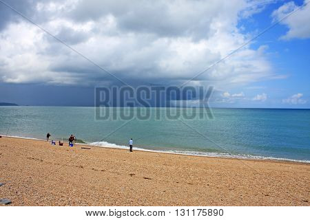 Storm clouds over Slapton Sands in Devon