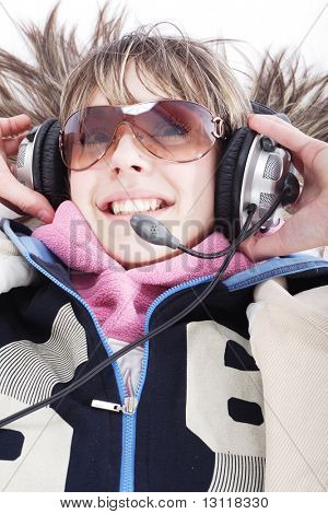 Portrait of a styled professional model. Theme: TEENS, MUSIC, SHOPPING