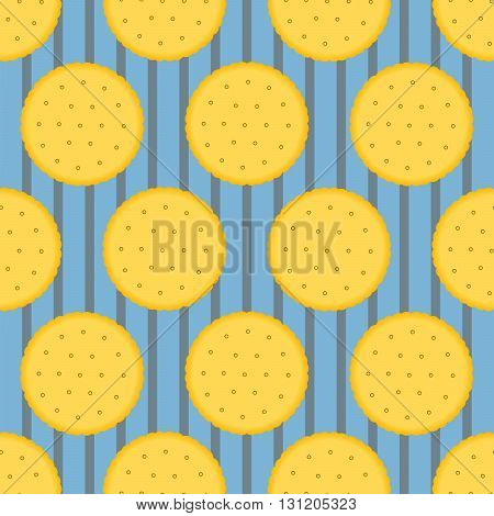 Seamless pattern of cookies on striped background