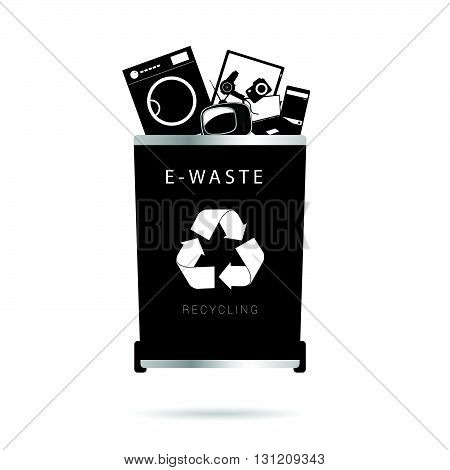 trash can dump illustration in in black color
