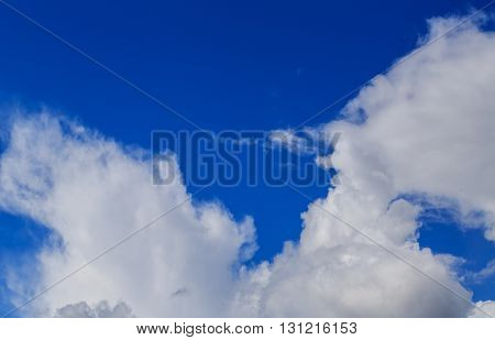 Blue sky with cloud. Meteorology. Synoptics. Good weather. Changes in the weather. Cloud Front.