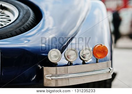 Close up rear headlights of old classic car