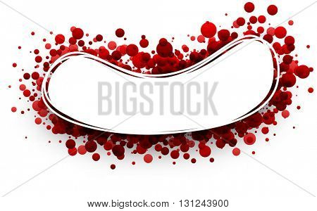 Paper oval white background with red drops. Vector illustration.