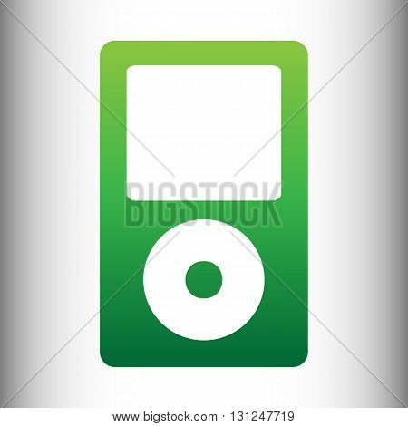 Portable music device. Green gradient icon on gray gradient backround.