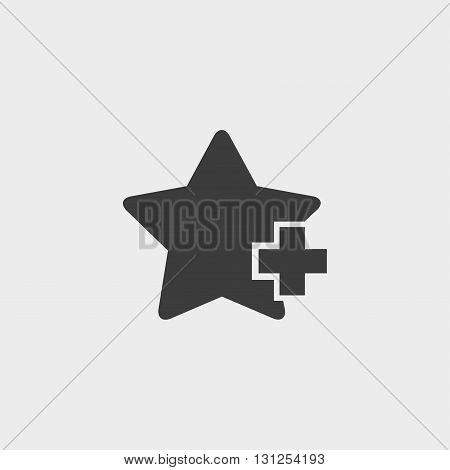 Star with plus icon in a flat design in black color. Vector illustration eps10
