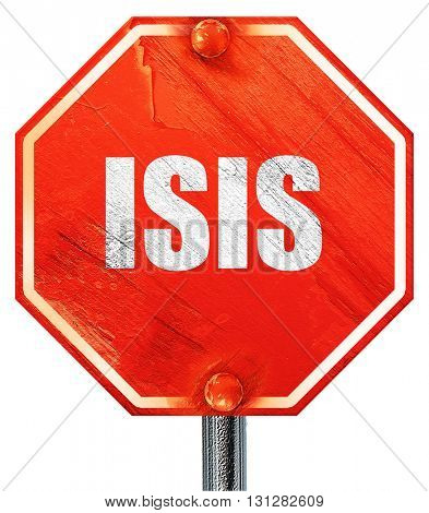 isis, 3D rendering, a red stop sign
