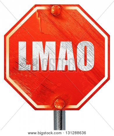 lmao internet slang, 3D rendering, a red stop sign