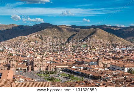 Panoramic view of the city of Cusco in Peru