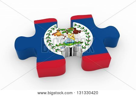 Belizean Flag Puzzle Piece - Flag Of Belize Jigsaw Piece 3D Illustration