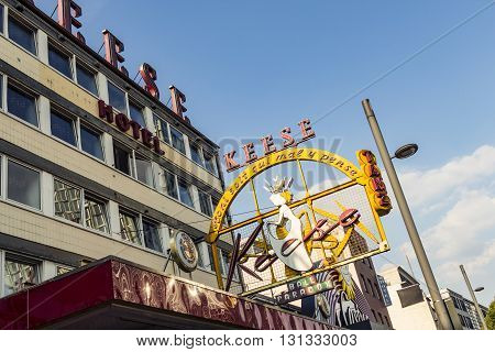 Famous Sign Cafe Keese At The Reeperbahn In Hamburg