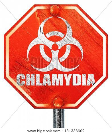 Chlamydia concept background, 3D rendering, a red stop sign