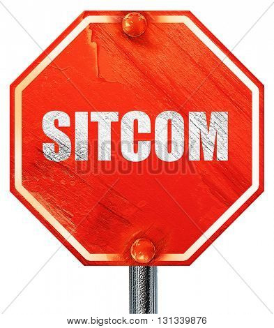 sitcom, 3D rendering, a red stop sign