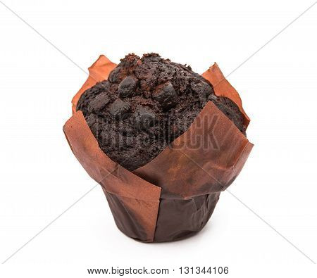 chocolate muffin isolated on white background very sweet