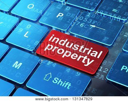 Law concept: computer keyboard with word Industrial Property on enter button background, 3D rendering