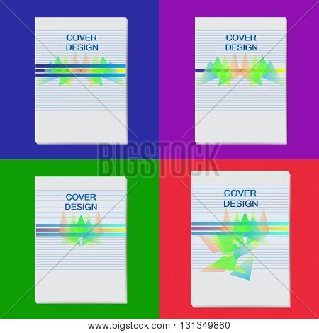 Vector illustration cover design in different colors.