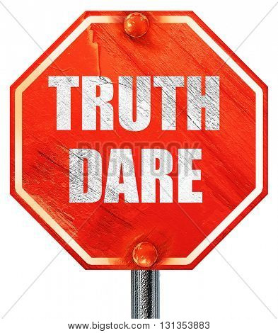 truth or dare, 3D rendering, a red stop sign