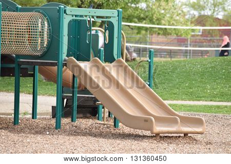 Colorful and empty children slide at the playground