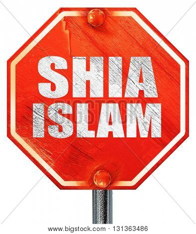 shia islam, 3D rendering, a red stop sign