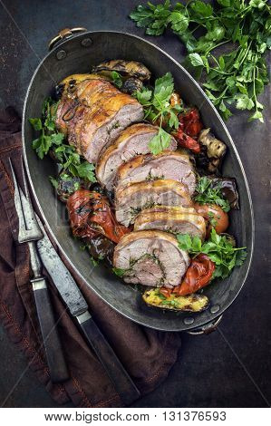 Rolled Lamb Roast with Barbecue Vegetable