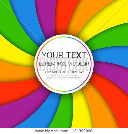 Modern colorful rainbow background. Vector illustration in LGBT colors. Symbol of peace gay culture. Paper layers in a Material design style. Flyer brochure covert template