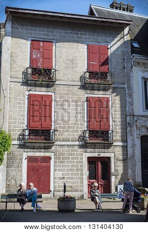 Typical Building Of Basque Country In Saint Jean De Luz.