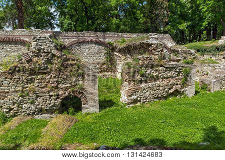 Ruins of the builings in the ancient Roman city of Diokletianopolis, town of Hisarya, Plovdiv Region, Bulgaria