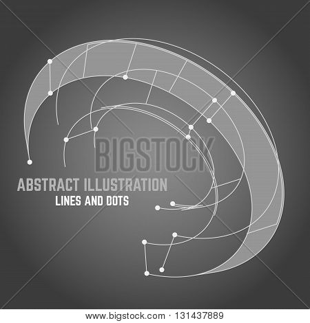 Vector orbit lines. Modern pattern with round stripes and points. Abstract crossing circle lines. Stylish lines and points technology illustration. Isolate digital elements and text template.