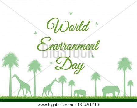 World Environment Day reserve Landscape with animals environment day environment go green. Vector.