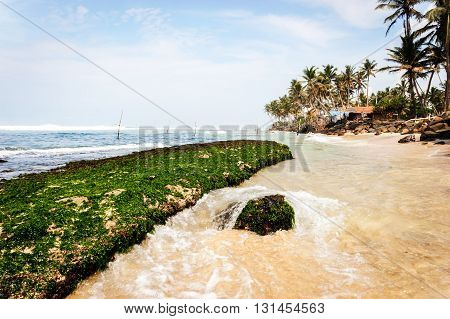 Tropical beach landscape in Ahangama, Sri Lanka