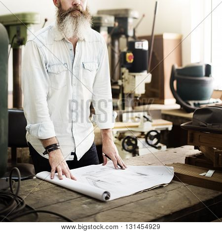 Blueprint Capenter Handicraft Woodwork Draft Concept