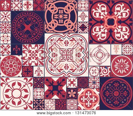 Vector Illustration of Moroccan tiles Seamless Pattern for Design, Website, Background, Banner. Spanish element for Wallpaper, Ceramic or Textile. Middle Ages Ornament Texture Template