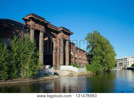 New Holland Arch (1779-1787 by Jean-Baptiste Vallin de la Mothe) on Moika River Saint Petersburg Russia