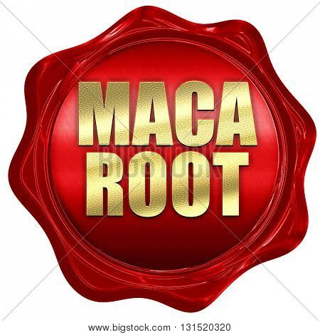 maca root, 3D rendering, a red wax seal