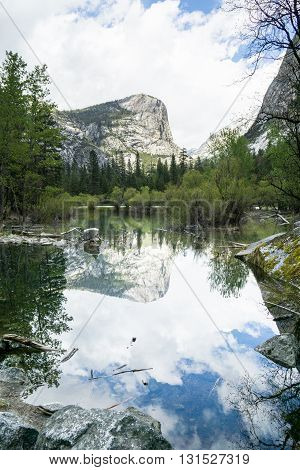 Mirror Lake, beautiful and calm, Yosemite National Park