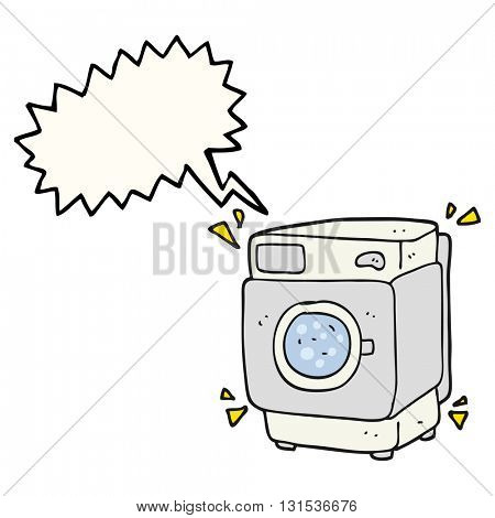 freehand drawn speech bubble cartoon rumbling washing machine