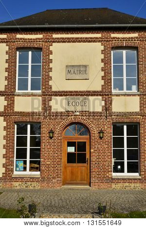 Fleury la Foret France - march 15 2016 : the picturesque city hall