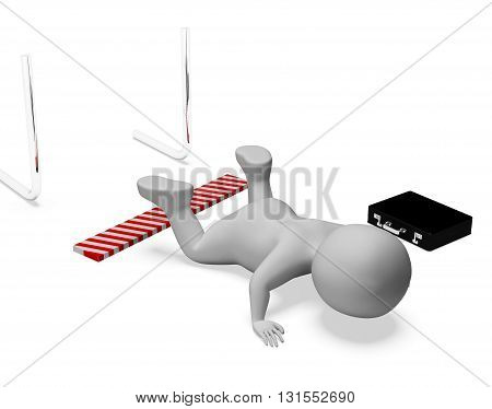 Character Fall Means Lack Of Success And Accident 3D Rendering