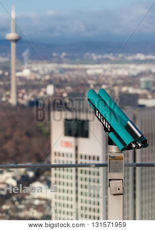 FRANKFURT AM MAIN, GERMANY - JANUARY 06, 2012: Panoramic binoculars 