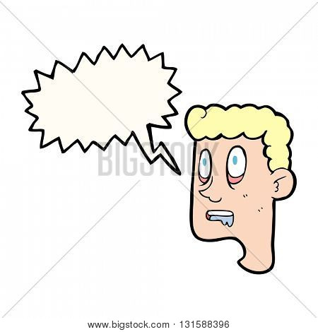 freehand drawn speech bubble cartoon staring man drooling