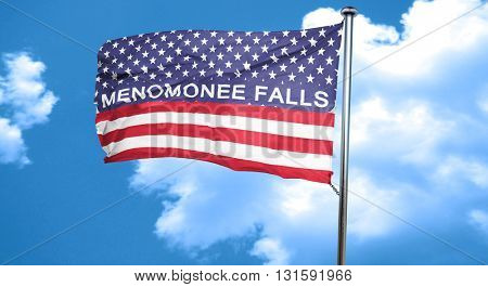 menomonee falls, 3D rendering, city flag with stars and stripes