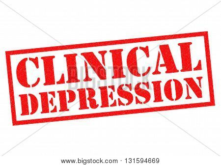 CLINICAL DEPRESSION red Rubber Stamp over a white background.