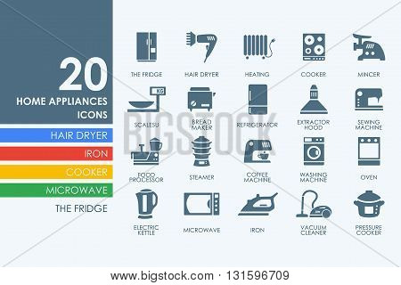 household appliances vector set of modern simple icons