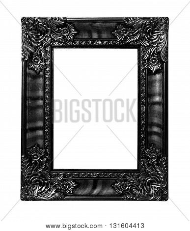 Old antique black frame isolated on white background