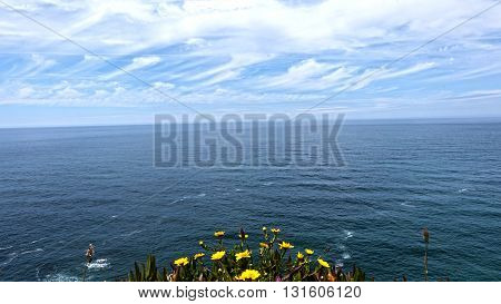 Ocean horizon, where sky meets the sea water.